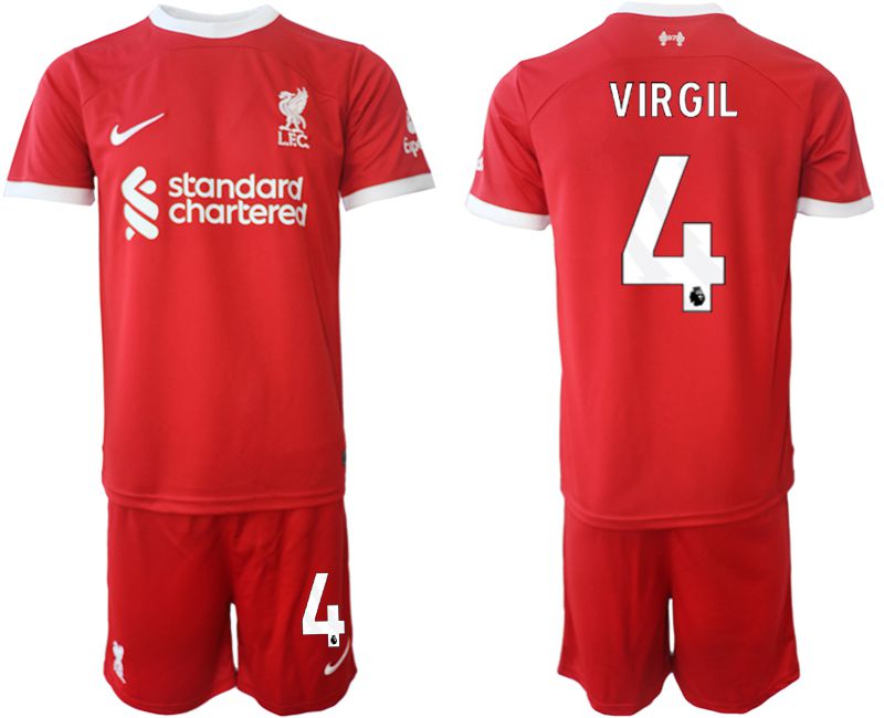 Men 2023-2024 Club Liverpool home red #4 Soccer Jersey->liverpool jersey->Soccer Club Jersey